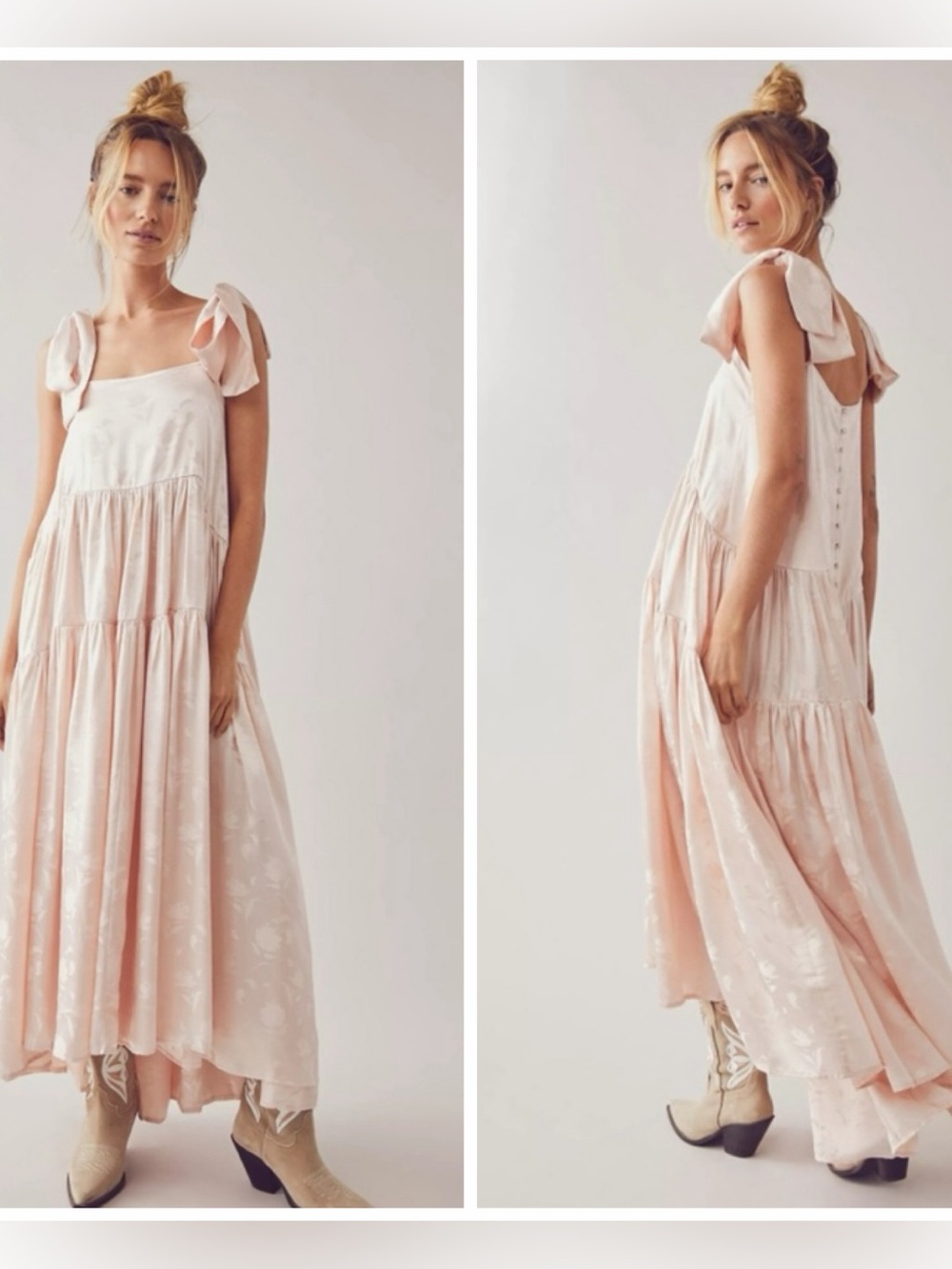 NWT Free People x Dream Sister JaneIsabella Tiered Dress Pink Size Small S * - Picture 3 of 6